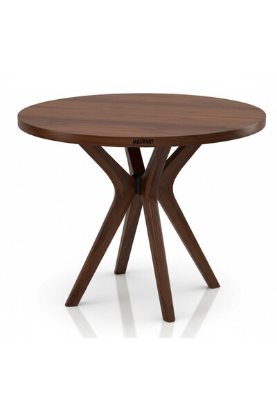 Masifart Alirio 90 cm Kayın Poli (4 Lü) Yuvarlak Yemek Masası