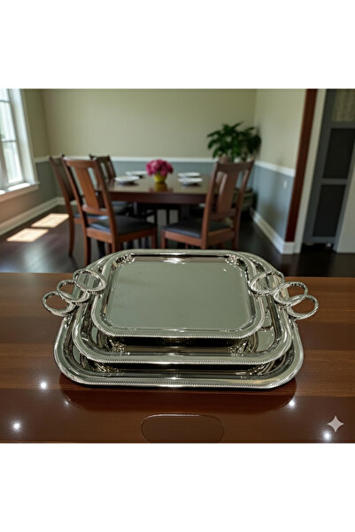 REFAN Beautiful 3-piece silver tray set