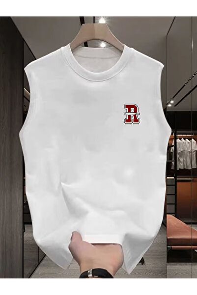 bellanova Sila Trend Men's White Original Printed Oversize Cut Cotton Crew Ne...