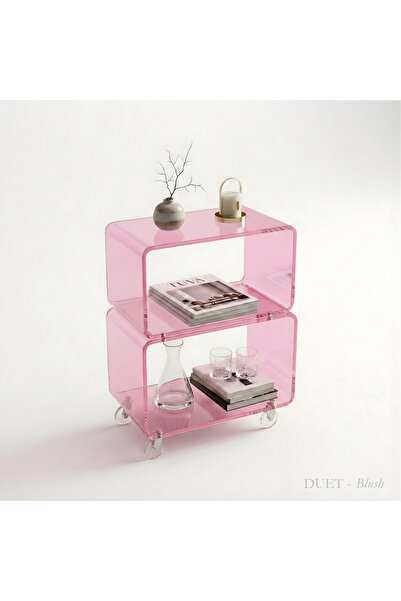 TUVA DUET | İki Katlı Tekerlekli Modern Pleksi Yan Sehpa /Servis Araba/ Komod...