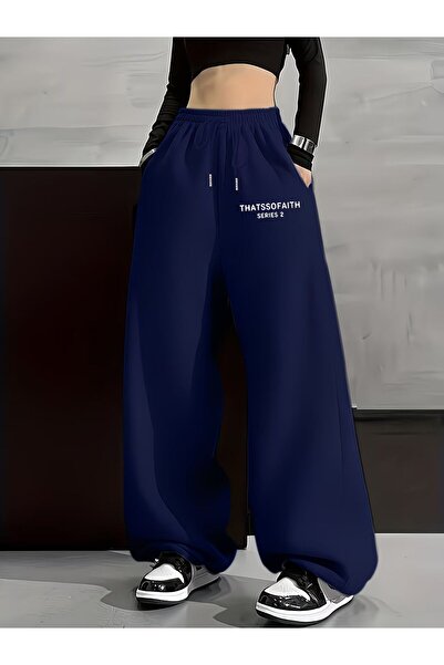 macklin Unisex Thats so Faith Printed Baggy Cut Wide Leg Sweatpants