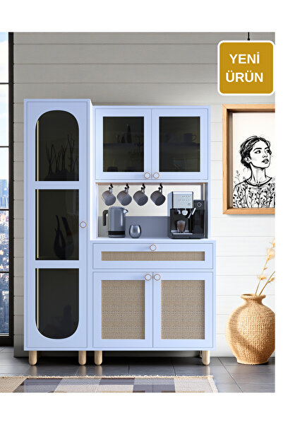 FLORADESİGN Ambiyans Kahve Köşesi Dolabı | Led Aydınlatmalı Dolap | Tempeli K...