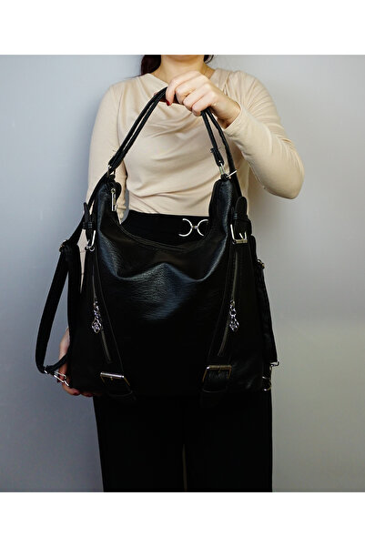 Alvora Çanta Yumuşak Suni Deri Büyük Boy Sırt Çanta ve Omuz Çanta