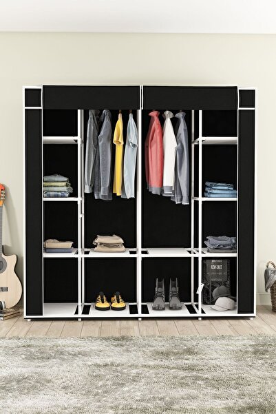 DZGN HOME Bez Dolap 12 Raflı Mega Boy Siyah Çok Amaçlı Plastik Gardırop