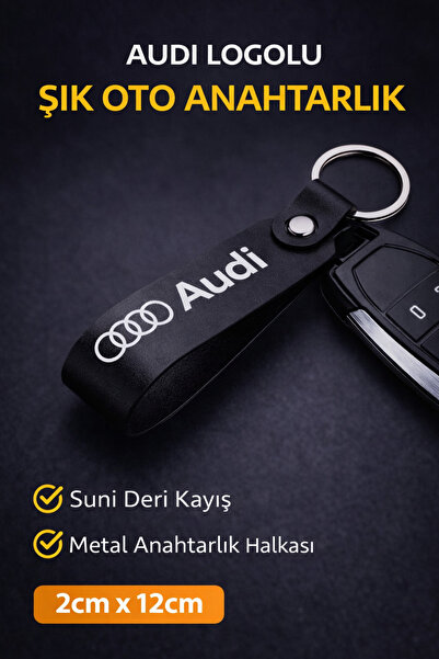 DOCCES Μπρελόκ από μαύρο συνθετικό δέρμα με τυπωμένο λογότυπο Audi
