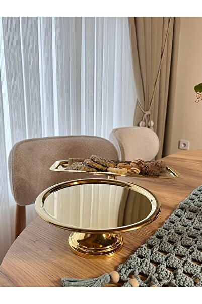 ENESKRİSTAL Sunumlukkek Cookie Holder with Gold Legs (2 Pieces)