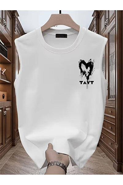 bellanova Sila Trend Men's White Original Printed Oversize Cut Cotton Crew Ne...