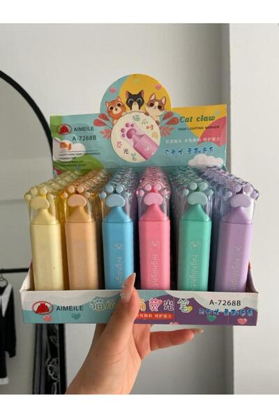 STAİNLES Cat Claw Premium 6-Piece Highlighter Pen Set - Pastel Colors