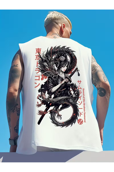 bellanova Sila Trend Men's White Original Printed Oversize Cut Cotton Crew Ne...