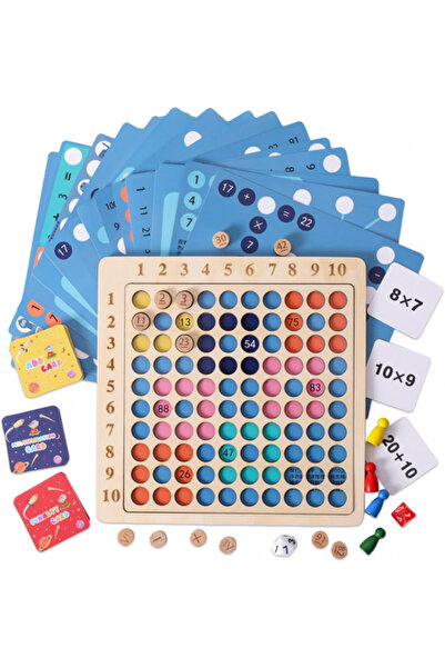 Toyska Educational wooden game with Multiplication Board templates, cards, di...
