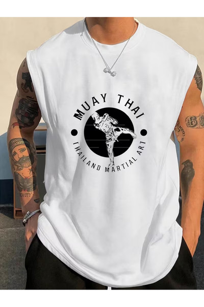 bellanova Sila Trend Men's White Original Printed Oversize Cut Cotton Crew Ne...