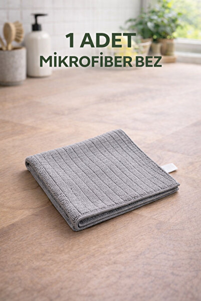 1 ADET Gri Mikrofiber Temizlik Bezi-Çok Amaçlı Hijyen Bezi