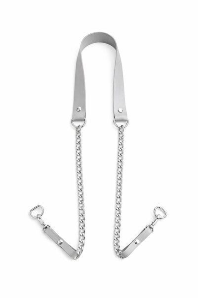 Nildenhobim Silver Color Chain Bow Model Bag Strap – Gray Leather, Hooks Incl...