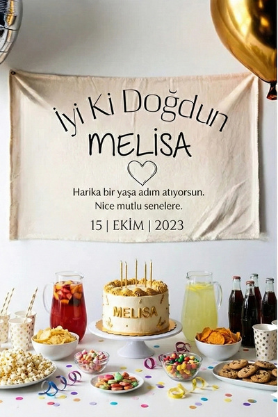SonicTouch Kişiye İsme Özel Doğum Günü Duvar Örtüsü Happy Birthday Duvar Halı...