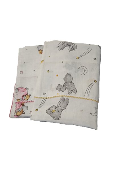 Bulut Anne ve Çocuk Tek kat müslin kız bebek ikili sarı ve pembe müslin takım...