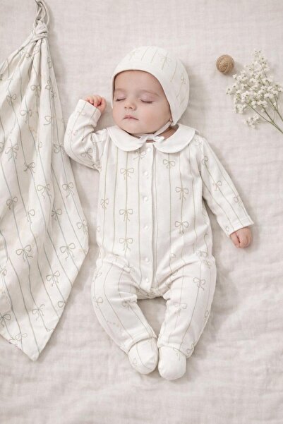 LisaLoom Fiyonklu Çizgili 8li Hastane Çıkış Seti