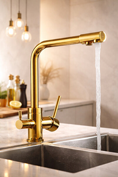 MUSLUQ صنبور حوض ذهبي اللون مع خاصية تنقية المياه