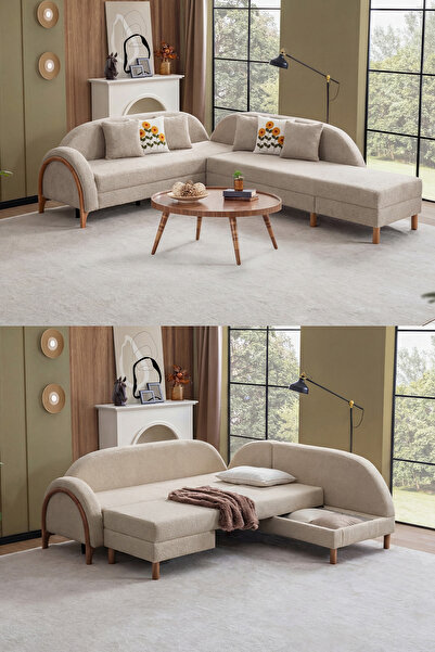 Cavissa Home Living Caviss Bohem Sandıklı Yatak Özellikli Coco Köşe Koltuk Ta...