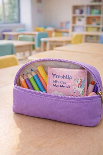 Babylike Mini Cep Islak Mendil | Bebek ve Çocuklar İçin Taşınabilir, Pratik Islak Mendil- 8 Paket 64 Yaprak Pembe