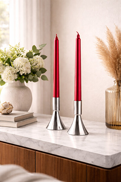 EvLight Smal 2’Li Şamdan Seti Gümüş Mumluk