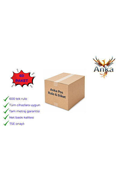 Anka 56x16 Termal Pos & Yazarkasa Rulosu 1 Koli-(60 paket * 600 adet)