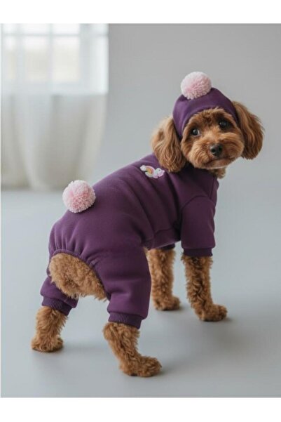 Kemique طقم بدلة وقبعة للكلاب من بيربل بونبون بوني |   قماش صوف مطرز |   لكلا...