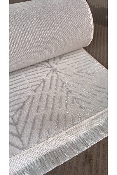 CANOO HALI HOME krem -A.Gri Saten Bambu İnce Sık Dokuma Parlak Yüzey Kaymaz Ö...