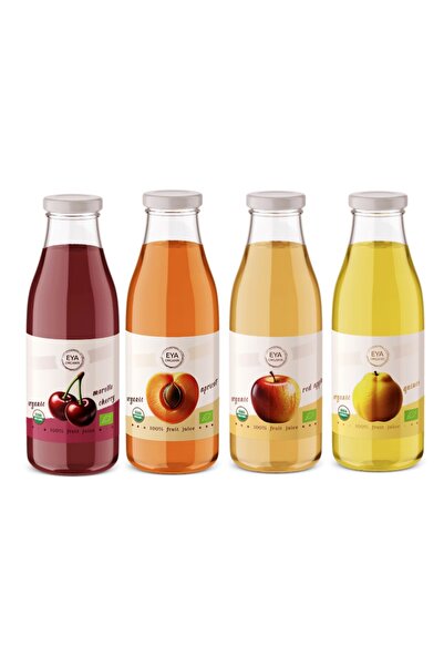 EYA ORGANİK ORGANİK MEYVE SUYU DENEME PAKETİ (%100 MEYVE) 250 ML CAM ŞİŞE (4 ...