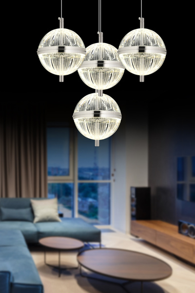 KUZEY AYDINLATMA DÜNYA 3 RENK LED 3+1 KUMANDALI MODERN 4 lü AYDINLATMA AVİZE