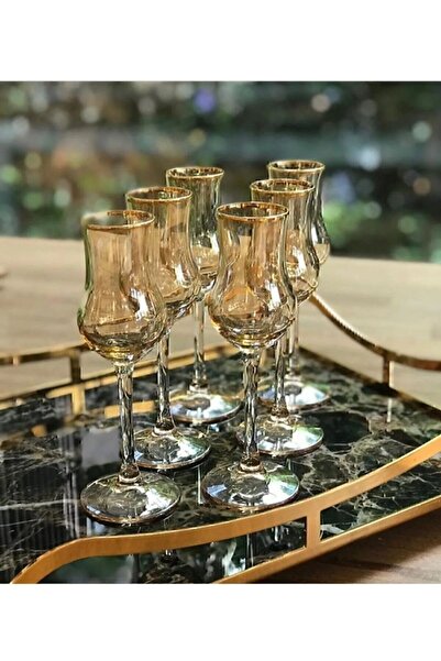 P H Panayır Home 6 Pieces Coffee Side Glass Water Glass Set, Dowry Set