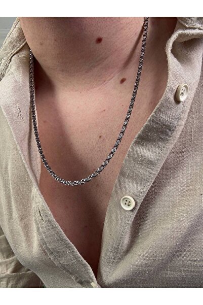 Arvens Men's Silver Stainless Steel Necklace Does Not Lose Color Does Not Fad...
