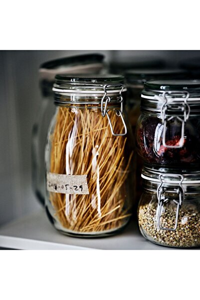 IKEA KORKEN kapaklı cam kavanoz , cam, 1,8 lt