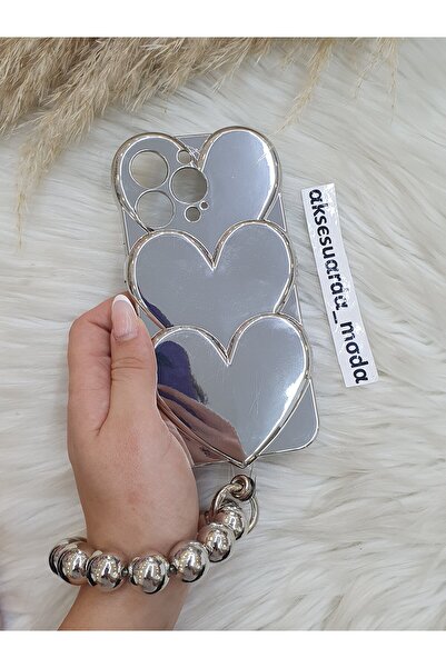 ZB Aksesuarda Moda حافظة لامعة على شكل قلب الحب متوافقة مع هاتف iPhone 14 Pro...