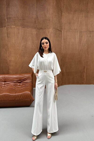 Lady Pixie Batwing Sleeve Jumpsuit with Waist Drawstring Belt Accessory