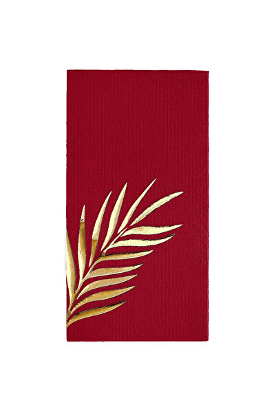 Story 40X40 cm Gold Foil Tropical Leaf Floral Patterned 16-Piece Burgundy Col...
