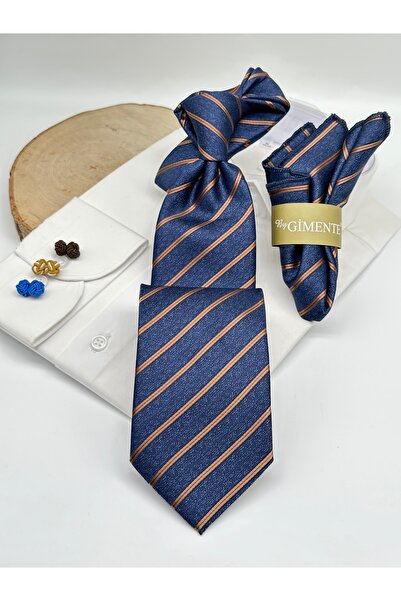 Gutiero Cravată clasică cu dungi albastre aurii