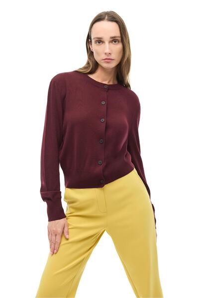 Perspective Bordo Triko Hırka