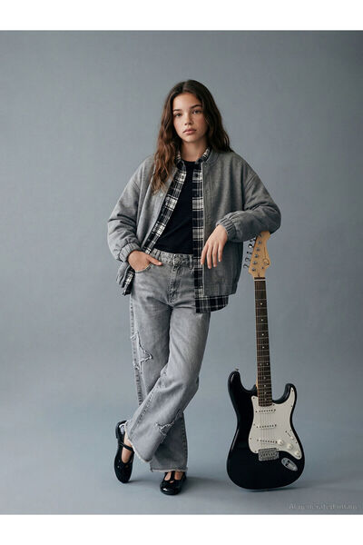 LC Waikiki Pantaloni de blugi pentru fete, brodați, cu croială largă, Özmarka...