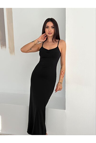 sportiness Thin Straps Liverpool Fabric Long Dress