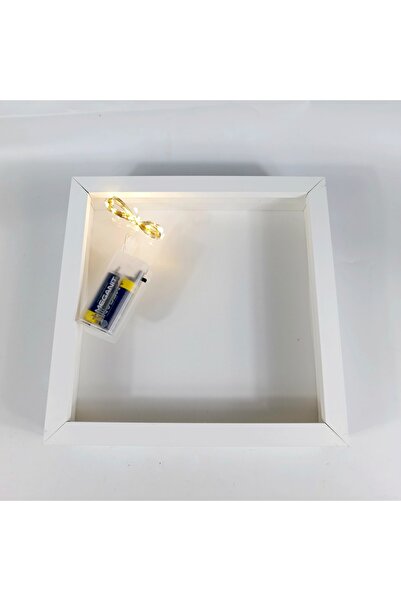 fy design Led Hediyeli 25x25 Ölçü Derin Çerçeve Anı Çerçevesi Gül Kutusu Çerç...