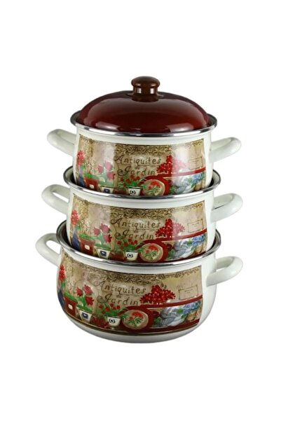 Arian Set of 3 enamel pots with lids