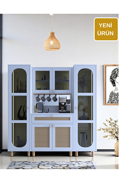 FLORADESİGN Ambiyans Kahve Köşesi Dolabı | Led Aydınlatmalı Dolap | Tempeli K...