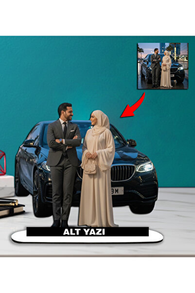 MK Sanart Kişiye Özel Arabanız ile Fotoğraflı Biblo 3d kesim– İsme Özel Hediy...