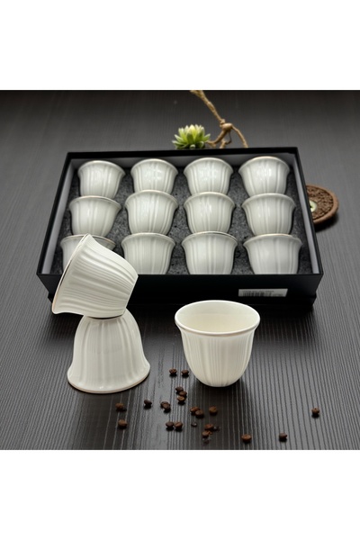 cc bin shihon Saudi porcelain coffee cups, 12-piece set with geometric patter...