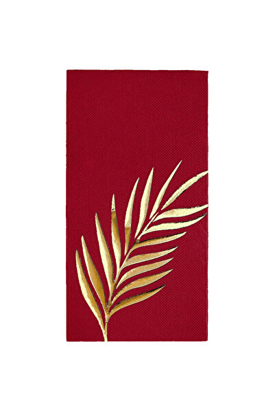 Story 40X40 cm Gold Foil Tropical Leaf Floral Patterned 16-Piece Burgundy Col...