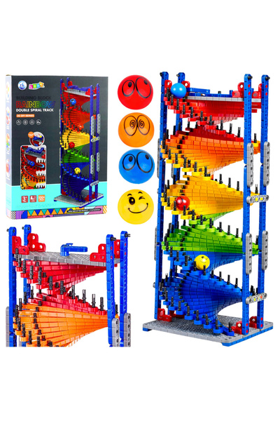 LEAN Blocuri de construcție educative, pistă de glisare pentru bile, colorate...