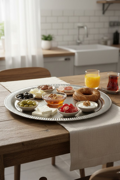 Nuha Home Yuvarlak Metal Tepsi 35 CM