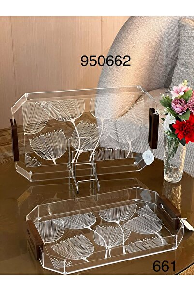 Louvre طقم تباسي اكريلك اطرف خشبي