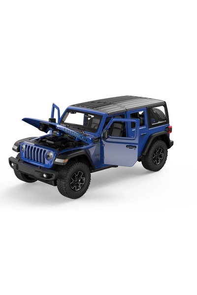 Rastar Mașină Jeep Wrangler Rubicon 4Xe albastră, scară 1:32