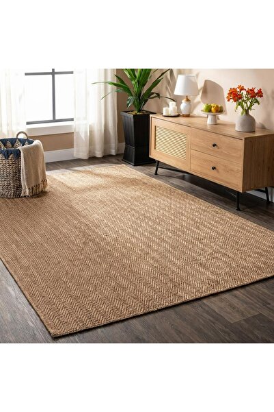 Homz 0503 Balık Sırtı Hasır Dokuma Jüt Tabanlı Kaymaz Sisal Yıkanabilir Mutfa...